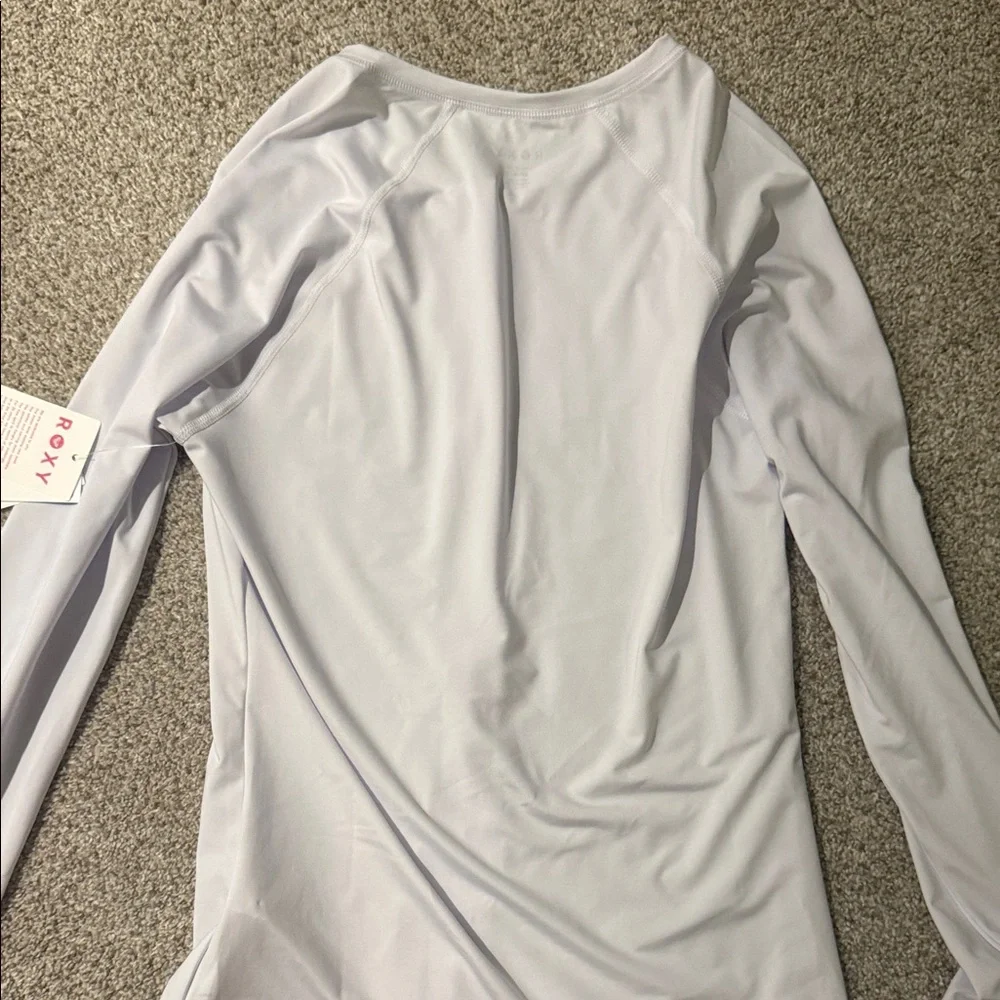 NEW Roxy White Zip-Up Rash Guard - Picture 5 of 7